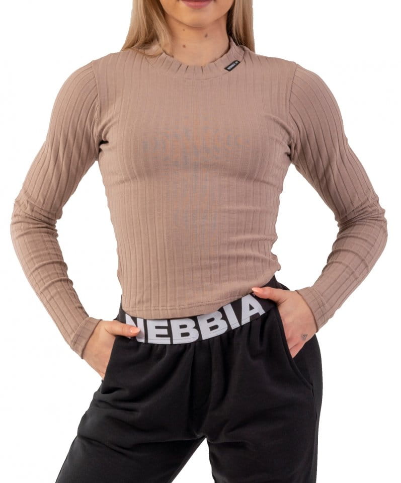 Nebbia Organic Cotton Ribbed Long Sleeve Top Hosszú ujjú póló