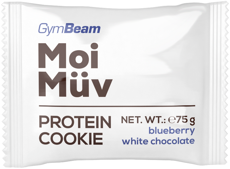 MoiMüv Cookie GymBeam blueberry and white chocolate - 75 g Protein szeletek és kekszek