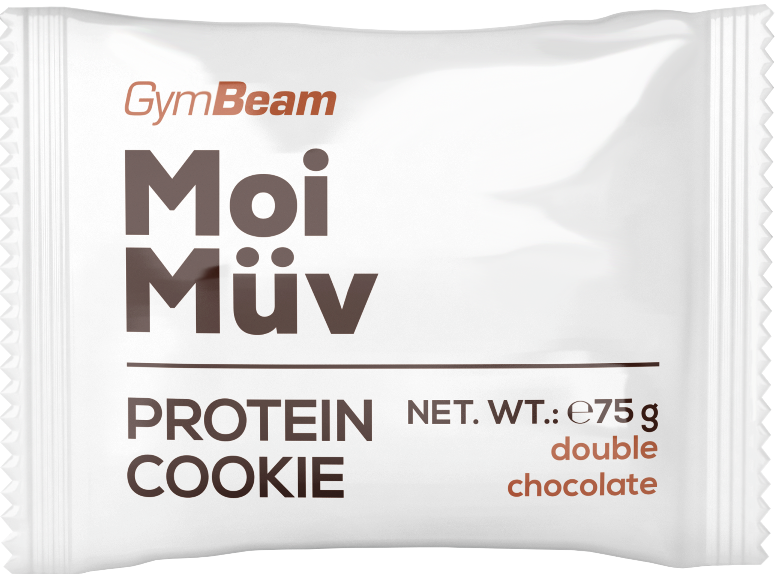 MoiMüv Cookie GymBeam double chocolate - 75 g Protein szeletek és kekszek